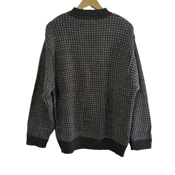 Eddie Bauer Men’s Size Medium Brown Blue Pattern Knit Grandpa Sweater Vintage - Picture 2 of 5
